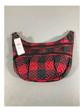 Lug Hippy 2 Buffalo Check Red Crossbody Bag, RFID Protection, Adjustable Strap